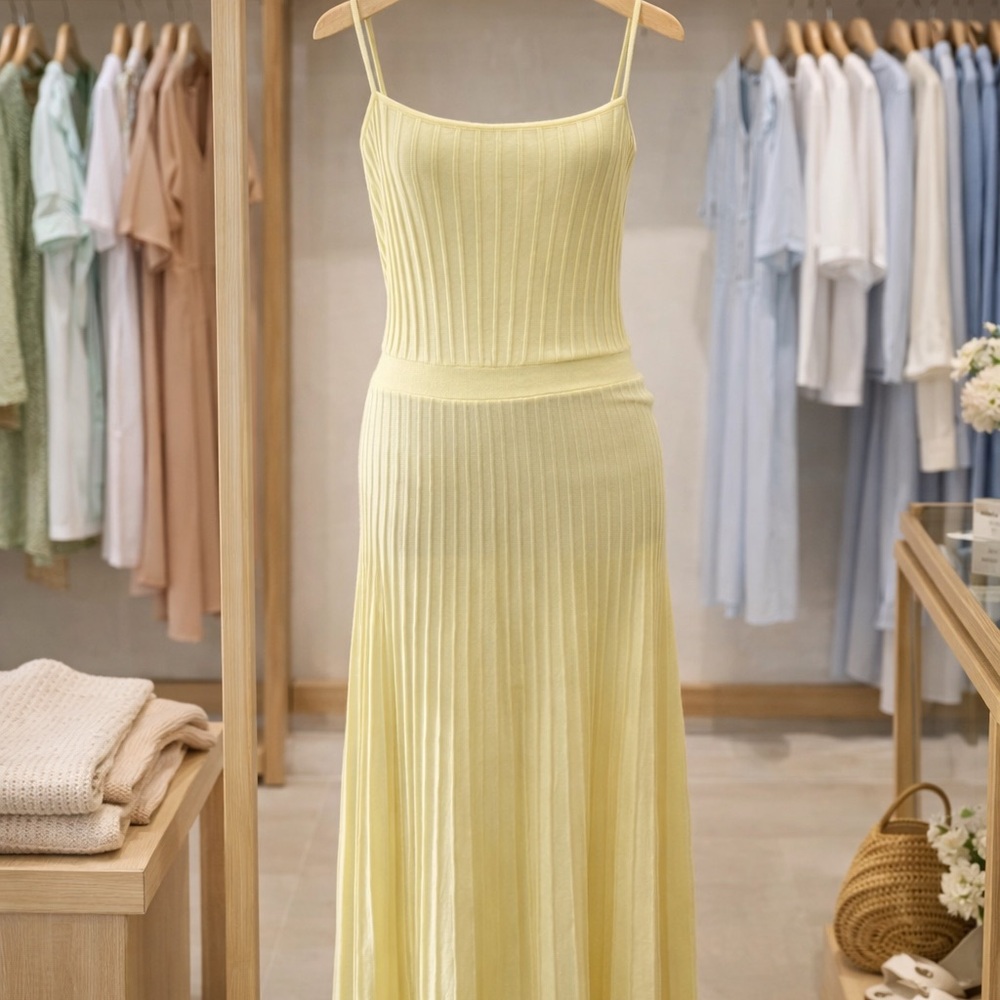 Yellow Ribbed Maxi Dress